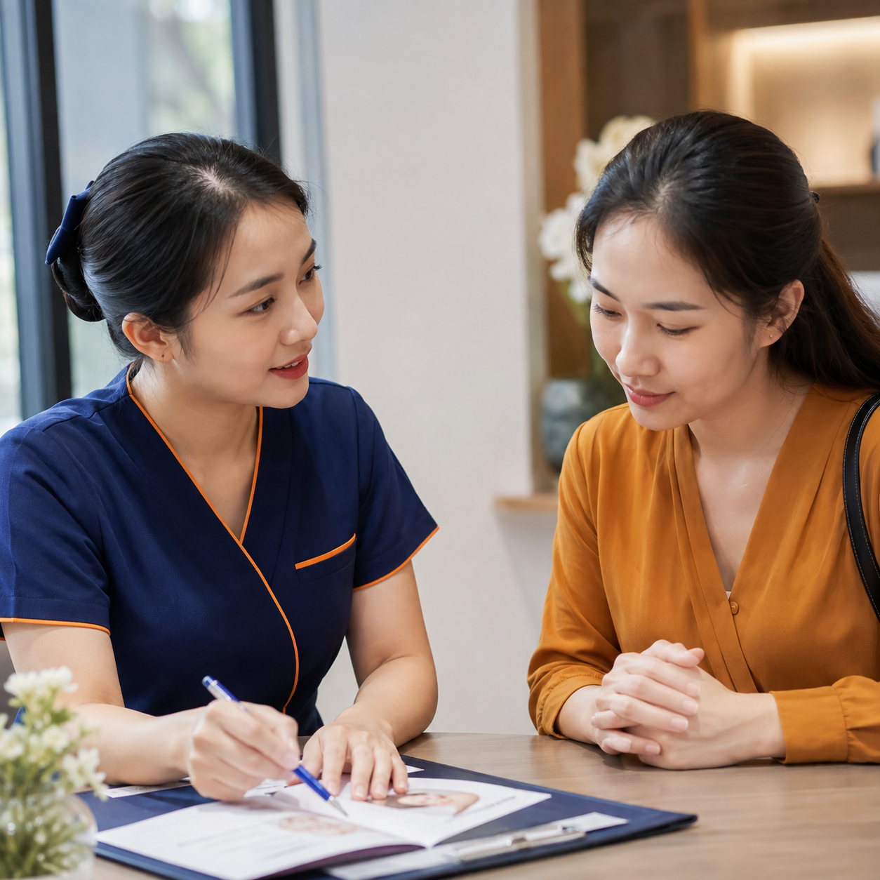 Nhân viên tư vấn trao đổi cùng khách hàng Việt Nam