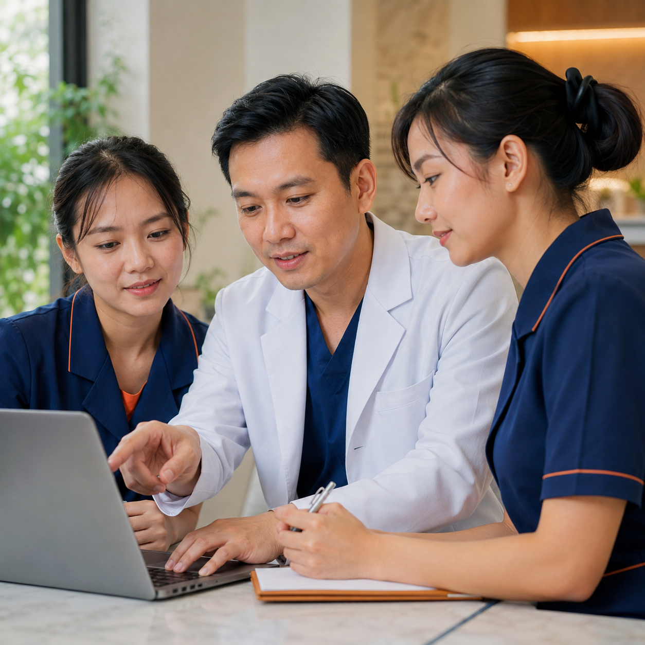Đội ngũ y tế phối hợp chăm sóc khách hàng